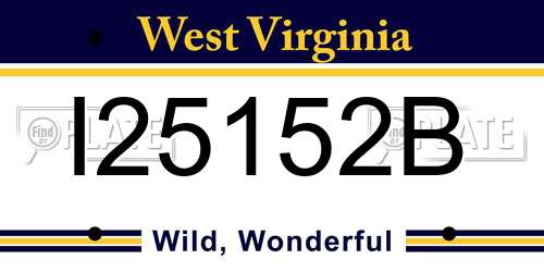 I25152B West Virginia License Plate