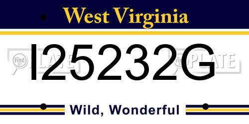 I25232G West Virginia License Plate