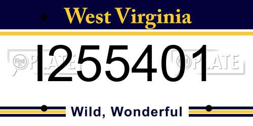 I255401 West Virginia License Plate