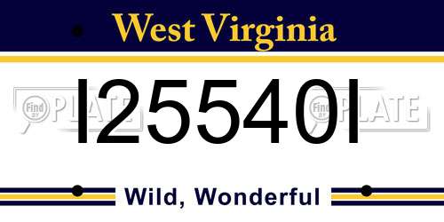 I25540I West Virginia License Plate