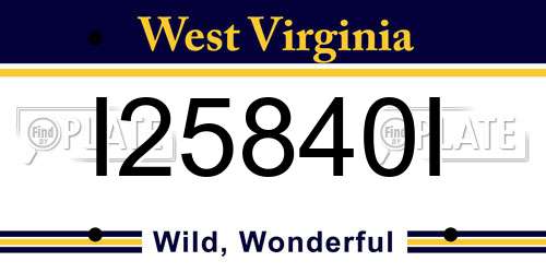 I25840I West Virginia License Plate