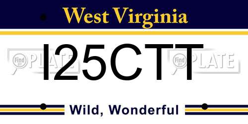 I25CTT West Virginia License Plate