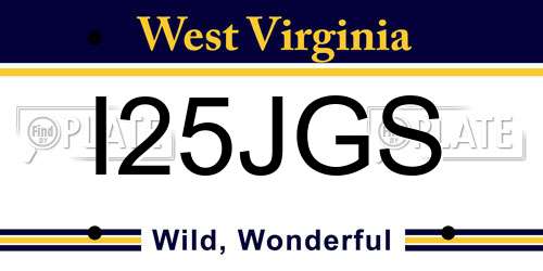 I25JGS West Virginia License Plate