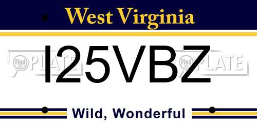 I25VBZ West Virginia License Plate