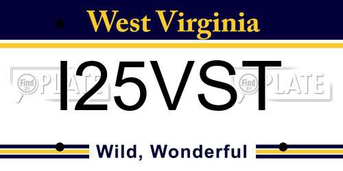I25VST West Virginia License Plate