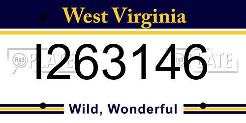 I263146 West Virginia License Plate
