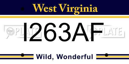 I263AF West Virginia License Plate