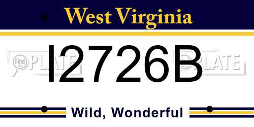 I2726B West Virginia License Plate
