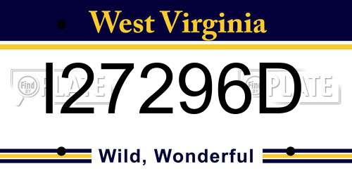 I27296D West Virginia License Plate
