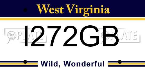 I272GB West Virginia License Plate