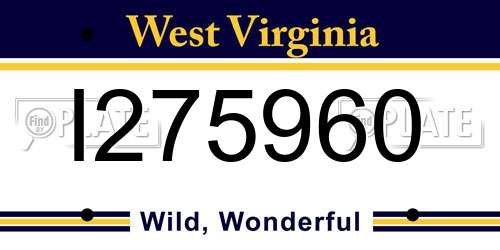I275960 West Virginia License Plate
