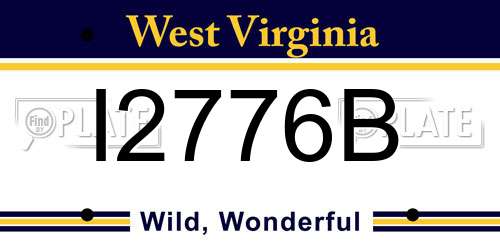 I2776B West Virginia License Plate