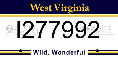 I277992 West Virginia License Plate