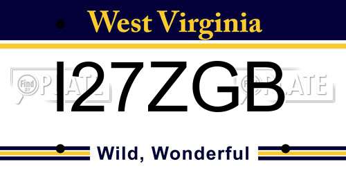 I27ZGB West Virginia License Plate