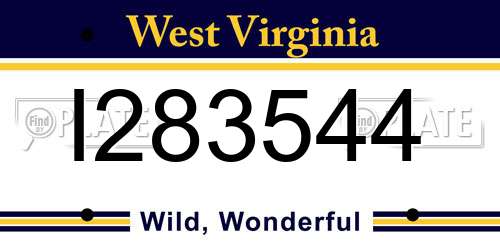 I283544 West Virginia License Plate