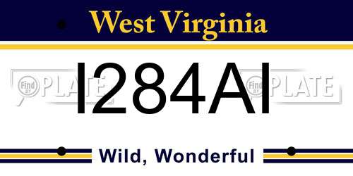 I284AI West Virginia License Plate