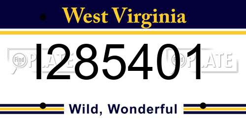 I285401 West Virginia License Plate