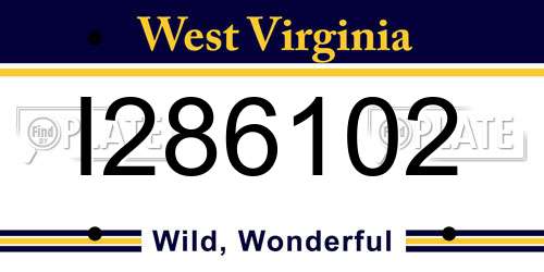 I286102 West Virginia License Plate