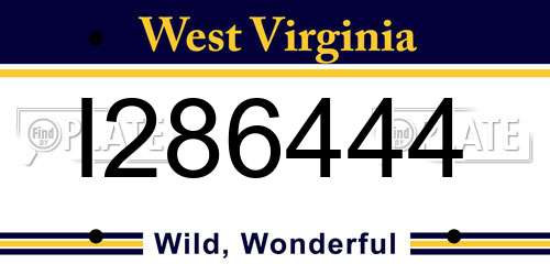I286444 West Virginia License Plate