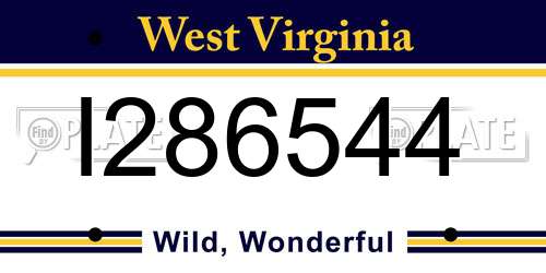 I286544 West Virginia License Plate