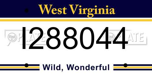 I288044 West Virginia License Plate