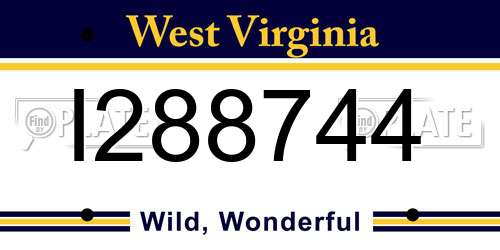 I288744 West Virginia License Plate
