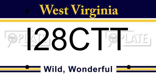 I28CTT West Virginia License Plate