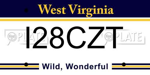 I28CZT West Virginia License Plate