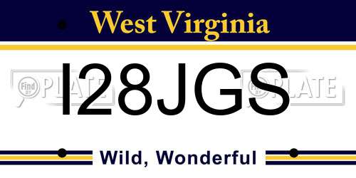 I28JGS West Virginia License Plate