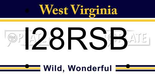 I28RSB West Virginia License Plate