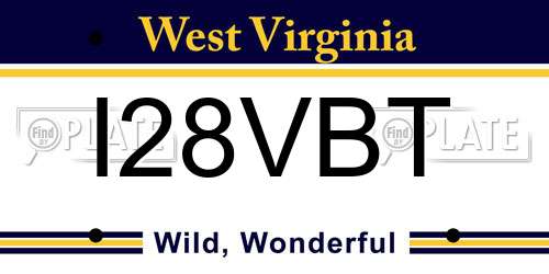 I28VBT West Virginia License Plate