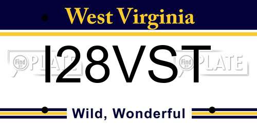 I28VST West Virginia License Plate