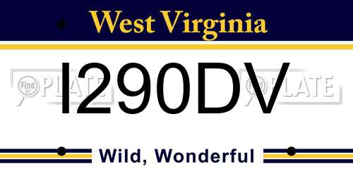 I290DV West Virginia License Plate
