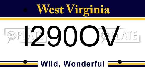I290OV West Virginia License Plate