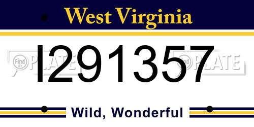I291357 West Virginia License Plate