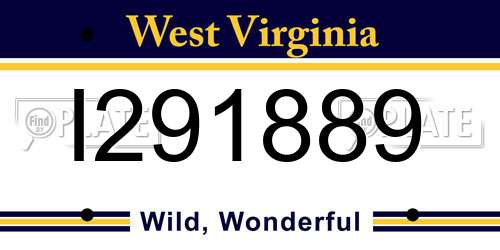 I291889 West Virginia License Plate
