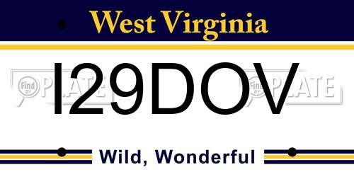 I29DOV West Virginia License Plate