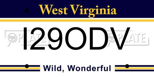 I29ODV West Virginia License Plate