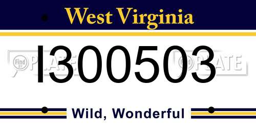 I300503 West Virginia License Plate