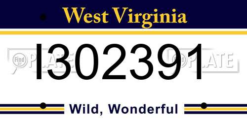 I302391 West Virginia License Plate