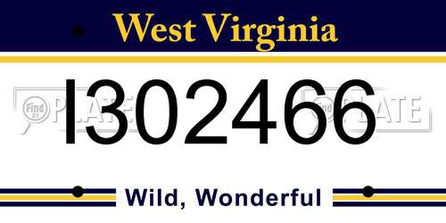 I302466 West Virginia License Plate