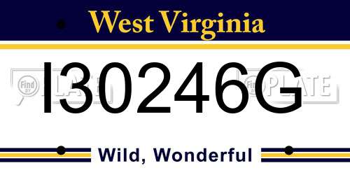 I30246G West Virginia License Plate