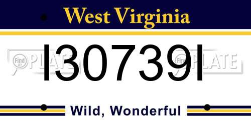 I30739I West Virginia License Plate
