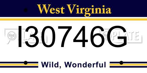 I30746G West Virginia License Plate