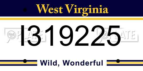 I319225 West Virginia License Plate