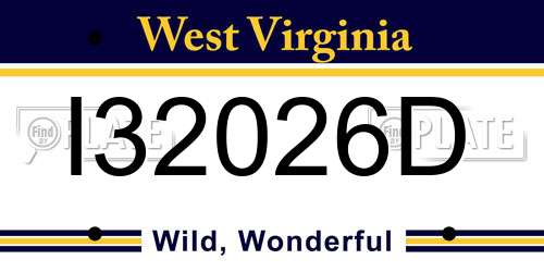 I32026D West Virginia License Plate