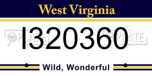 I320360 West Virginia License Plate