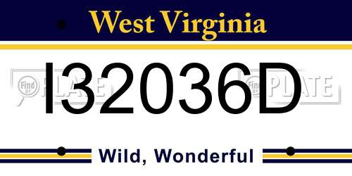 I32036D West Virginia License Plate