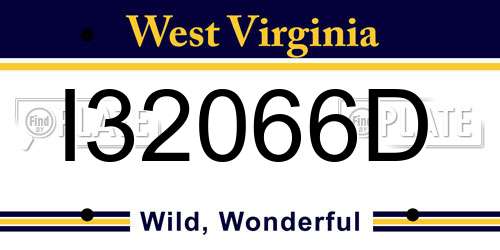I32066D West Virginia License Plate