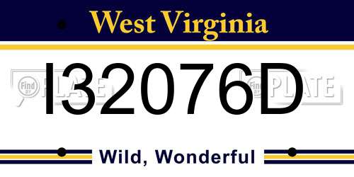 I32076D West Virginia License Plate